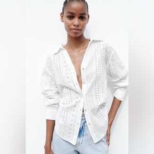 ZARA OPENWORK EMBROIDERY SHIRT